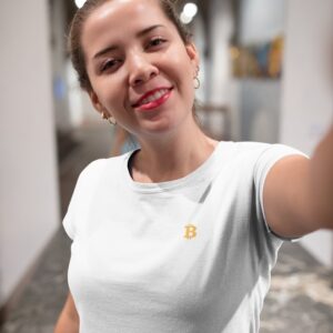 Baby Look ₿itcoin - Branca bordada